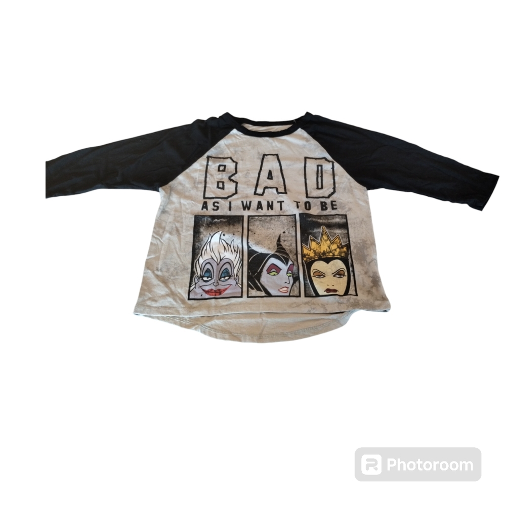 Disney Villains “Bad As I Want To Be” 3/4 Sleeve Women’s Shirt Small goth core - Picture 1 of 11